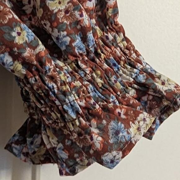 Liofoer Women's Square Neck Smocked Bodice Waist Slimming Short Sleeve Size M - Picture 5 of 11